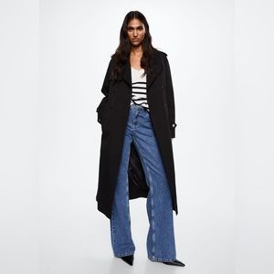 Mango Black Belted Trench